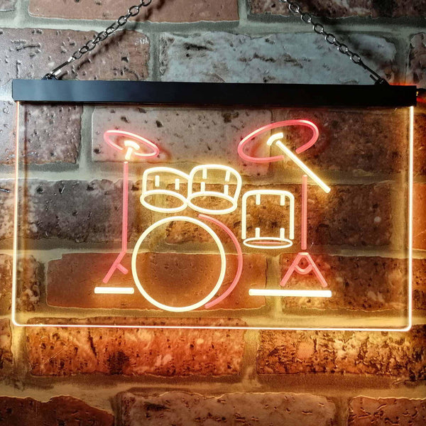ADVPRO Drum Music Band Room Dual Color LED Neon Sign st6-i0230 - Red & Yellow