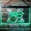 ADVPRO Drum Music Band Room Dual Color LED Neon Sign st6-i0230 - White & Green