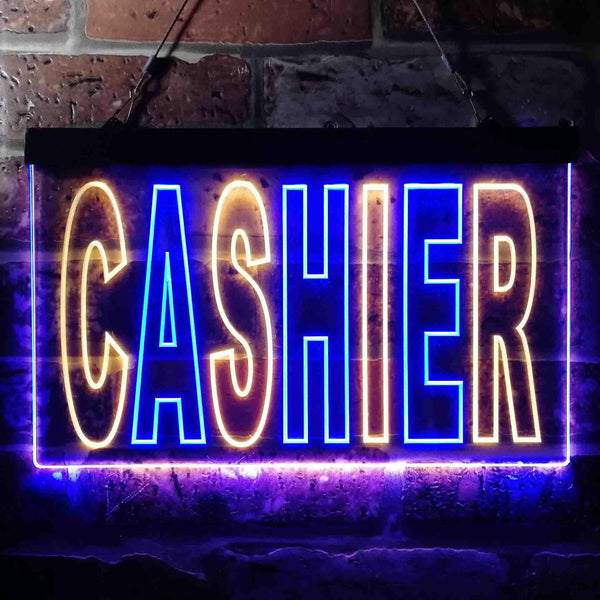 ADVPRO Cashier Illuminated Dual Color LED Neon Sign st6-i0246 - Blue & Yellow