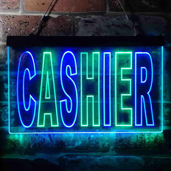 ADVPRO Cashier Illuminated Dual Color LED Neon Sign st6-i0246 - Green & Blue