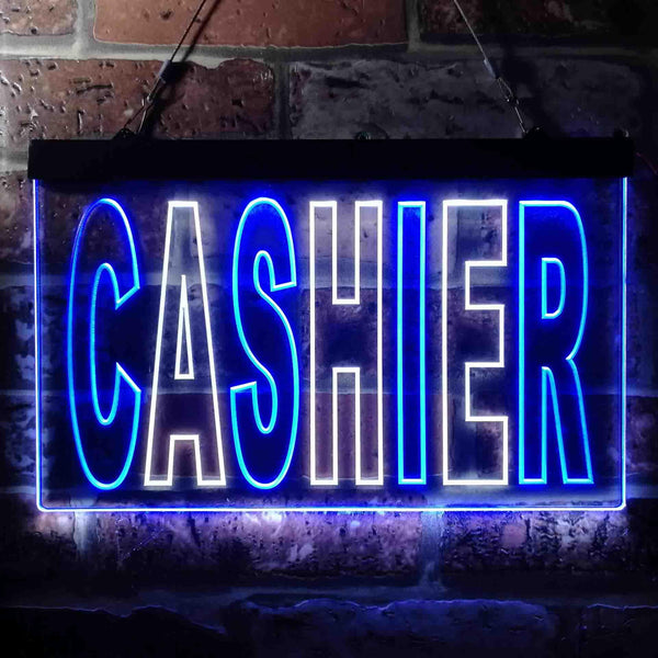 ADVPRO Cashier Illuminated Dual Color LED Neon Sign st6-i0246 - White & Blue