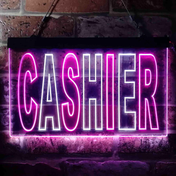 ADVPRO Cashier Illuminated Dual Color LED Neon Sign st6-i0246 - White & Purple