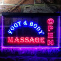 ADVPRO Foot & Body Massage Open Dual Color LED Neon Sign st6-i0252 - Blue & Red
