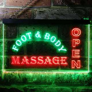 ADVPRO Foot & Body Massage Open Dual Color LED Neon Sign st6-i0252 - Green & Red