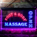 ADVPRO Foot & Body Massage Open Dual Color LED Neon Sign st6-i0252 - Red & Blue