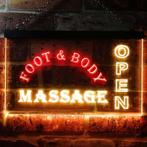 ADVPRO Foot & Body Massage Open Dual Color LED Neon Sign st6-i0252 - Red & Yellow