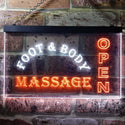 ADVPRO Foot & Body Massage Open Dual Color LED Neon Sign st6-i0252 - White & Orange