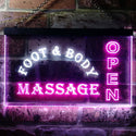 ADVPRO Foot & Body Massage Open Dual Color LED Neon Sign st6-i0252 - White & Purple