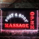 ADVPRO Foot & Body Massage Open Dual Color LED Neon Sign st6-i0252 - White & Red