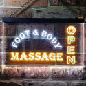 ADVPRO Foot & Body Massage Open Dual Color LED Neon Sign st6-i0252 - White & Yellow