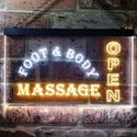 ADVPRO Foot & Body Massage Open Dual Color LED Neon Sign st6-i0252 - White & Yellow