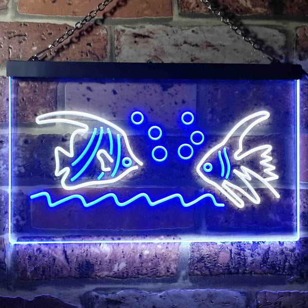 ADVPRO Aquarium Goldfish Dual Color LED Neon Sign st6-i0271 - White & Blue