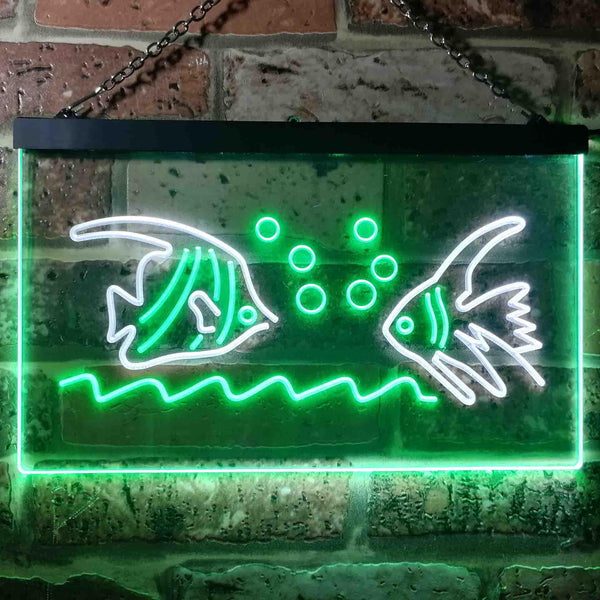 ADVPRO Aquarium Goldfish Dual Color LED Neon Sign st6-i0271 - White & Green