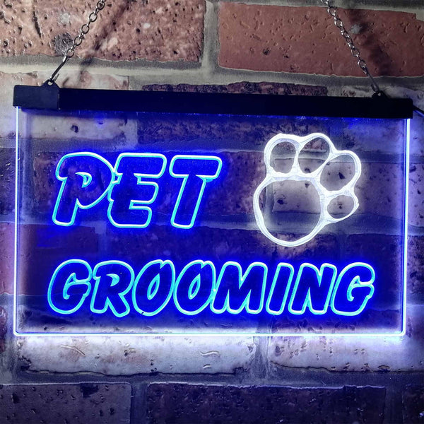 ADVPRO Pet Grooming Shop Dog Cat Vet Dual Color LED Neon Sign st6-i0276 - White & Blue