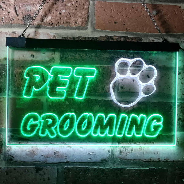 ADVPRO Pet Grooming Shop Dog Cat Vet Dual Color LED Neon Sign st6-i0276 - White & Green