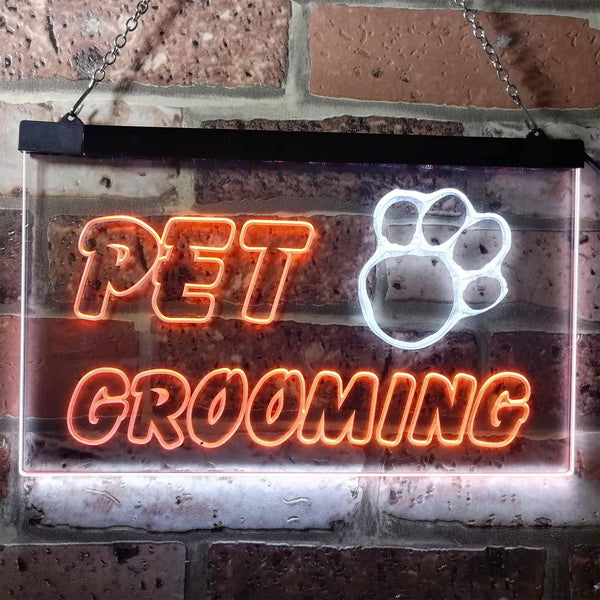 ADVPRO Pet Grooming Shop Dog Cat Vet Dual Color LED Neon Sign st6-i0276 - White & Orange