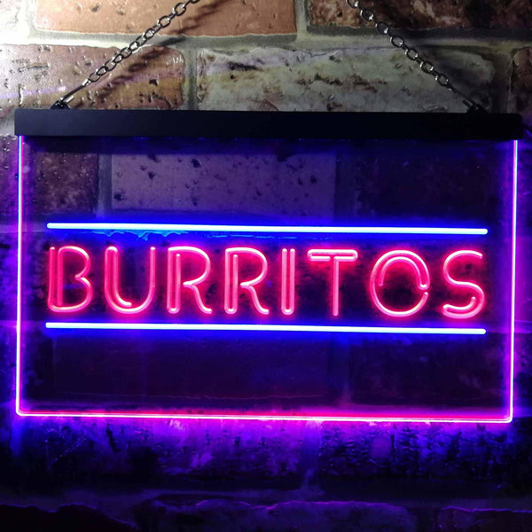 ADVPRO Burritos Cafe Shop Dual Color LED Neon Sign st6-i0288 - Blue & Red