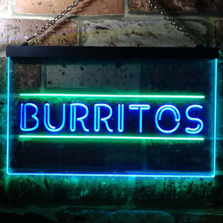 ADVPRO Burritos Cafe Shop Dual Color LED Neon Sign st6-i0288 - Green & Blue