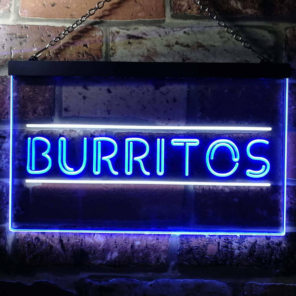 ADVPRO Burritos Cafe Shop Dual Color LED Neon Sign st6-i0288 - White & Blue