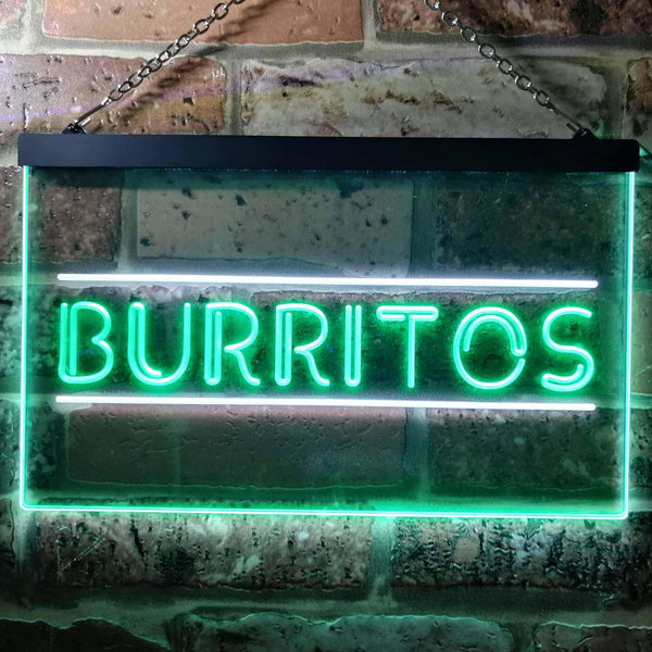 ADVPRO Burritos Cafe Shop Dual Color LED Neon Sign st6-i0288 - White & Green