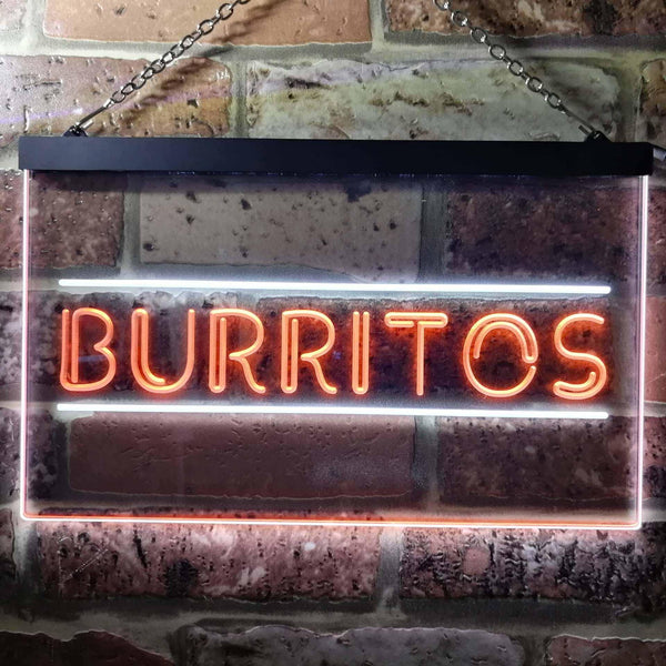 ADVPRO Burritos Cafe Shop Dual Color LED Neon Sign st6-i0288 - White & Orange