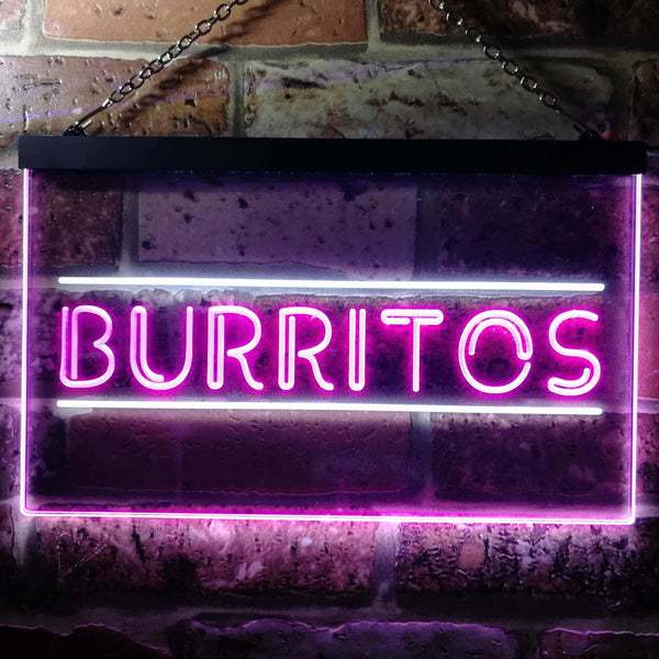 ADVPRO Burritos Cafe Shop Dual Color LED Neon Sign st6-i0288 - White & Purple