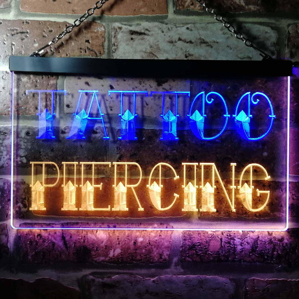 ADVPRO Tattoo Piercing Shop Dual Color LED Neon Sign st6-i0296 - Blue & Yellow