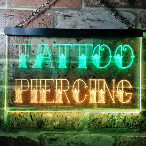 ADVPRO Tattoo Piercing Shop Dual Color LED Neon Sign st6-i0296 - Green & Yellow