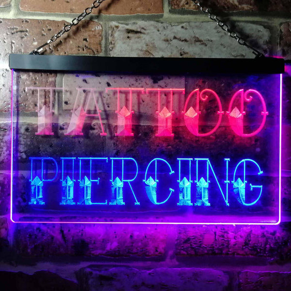 ADVPRO Tattoo Piercing Shop Dual Color LED Neon Sign st6-i0296 - Red & Blue