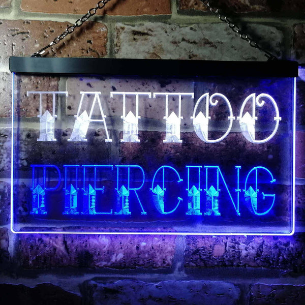 ADVPRO Tattoo Piercing Shop Dual Color LED Neon Sign st6-i0296 - White & Blue