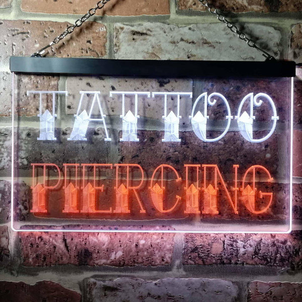 ADVPRO Tattoo Piercing Shop Dual Color LED Neon Sign st6-i0296 - White & Orange