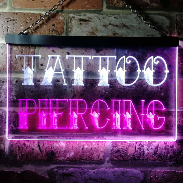 ADVPRO Tattoo Piercing Shop Dual Color LED Neon Sign st6-i0296 - White & Purple