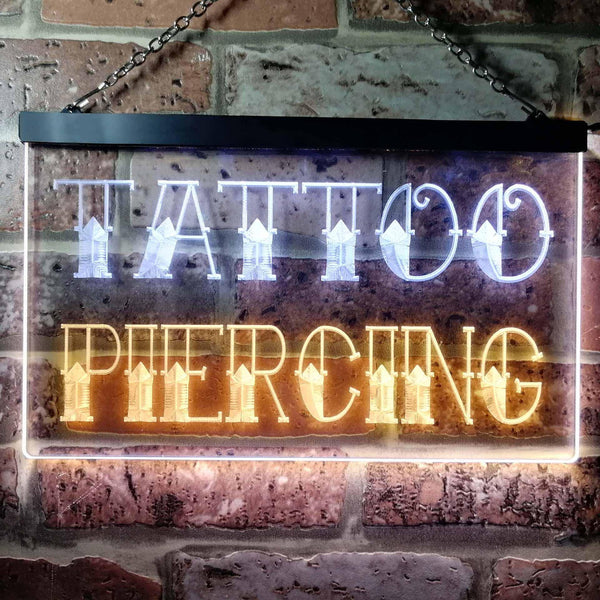ADVPRO Tattoo Piercing Shop Dual Color LED Neon Sign st6-i0296 - White & Yellow