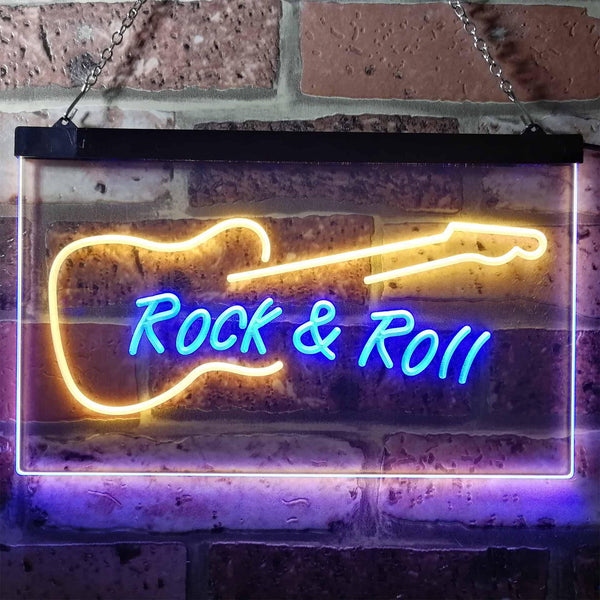 ADVPRO Rock and Roll Guitar Band Room Display Dual Color LED Neon Sign st6-i0303 - Blue & Yellow