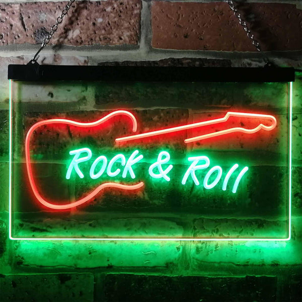 ADVPRO Rock and Roll Guitar Band Room Display Dual Color LED Neon Sign st6-i0303 - Green & Red