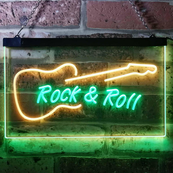 ADVPRO Rock and Roll Guitar Band Room Display Dual Color LED Neon Sign st6-i0303 - Green & Yellow