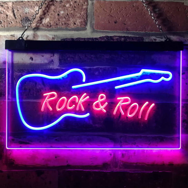 ADVPRO Rock and Roll Guitar Band Room Display Dual Color LED Neon Sign st6-i0303 - Red & Blue