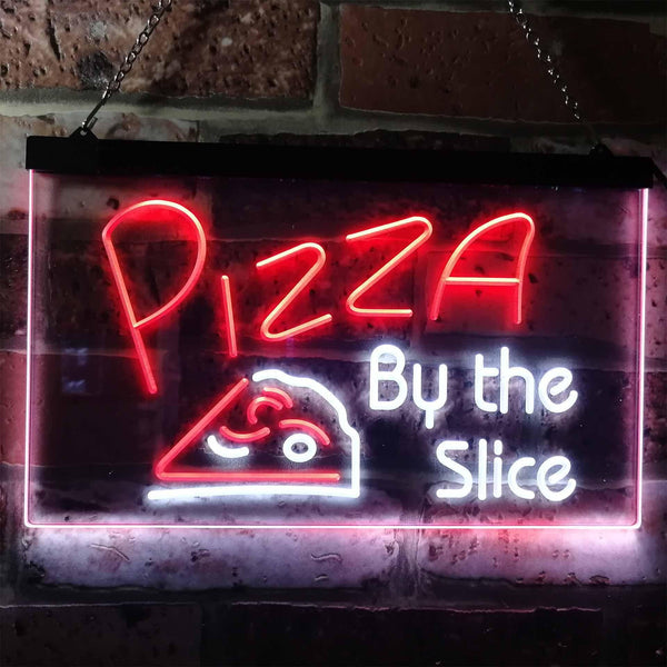 ADVPRO Pizza by The Slice Shop Display Dual Color LED Neon Sign st6-i0306 - White & Red