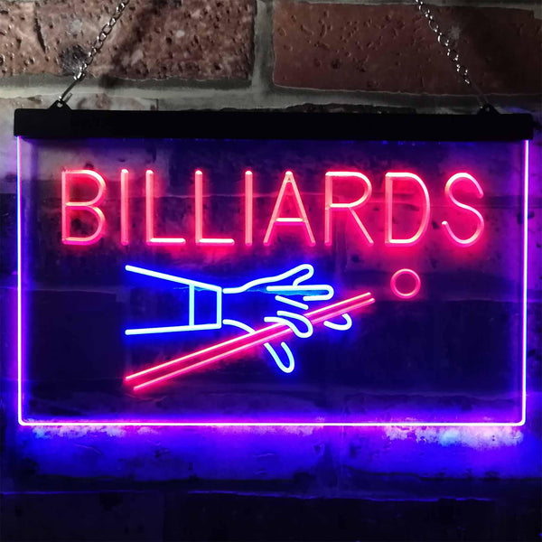 ADVPRO Billiards Pool Room Snooker Plaque Dual Color LED Neon Sign st6-i0309 - Blue & Red