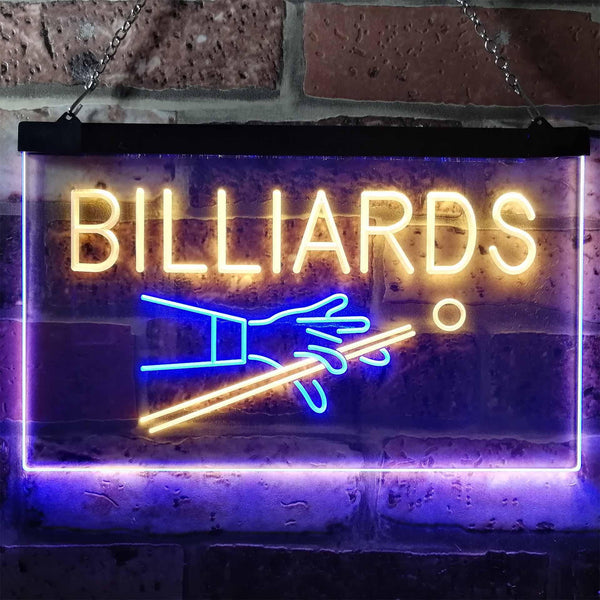 ADVPRO Billiards Pool Room Snooker Plaque Dual Color LED Neon Sign st6-i0309 - Blue & Yellow