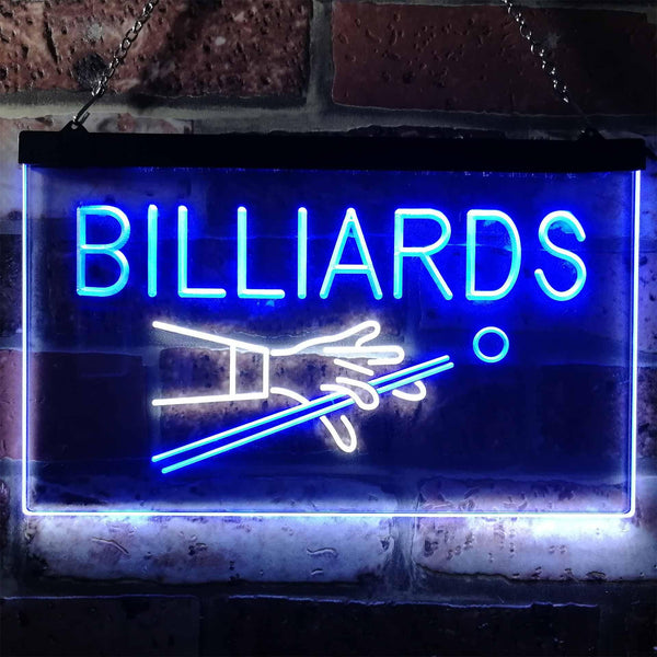 ADVPRO Billiards Pool Room Snooker Plaque Dual Color LED Neon Sign st6-i0309 - White & Blue