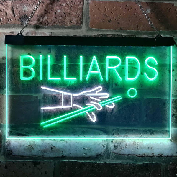 ADVPRO Billiards Pool Room Snooker Plaque Dual Color LED Neon Sign st6-i0309 - White & Green