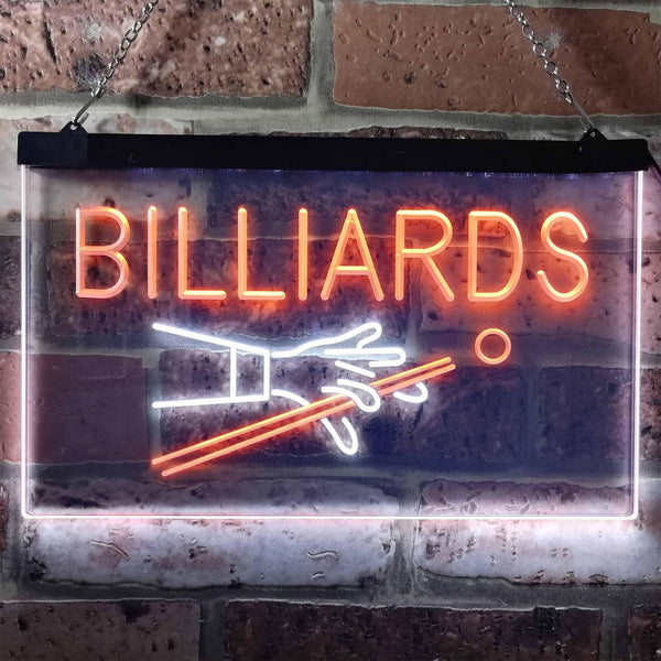 ADVPRO Billiards Pool Room Snooker Plaque Dual Color LED Neon Sign st6-i0309 - White & Orange