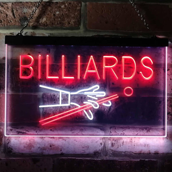 ADVPRO Billiards Pool Room Snooker Plaque Dual Color LED Neon Sign st6-i0309 - White & Red