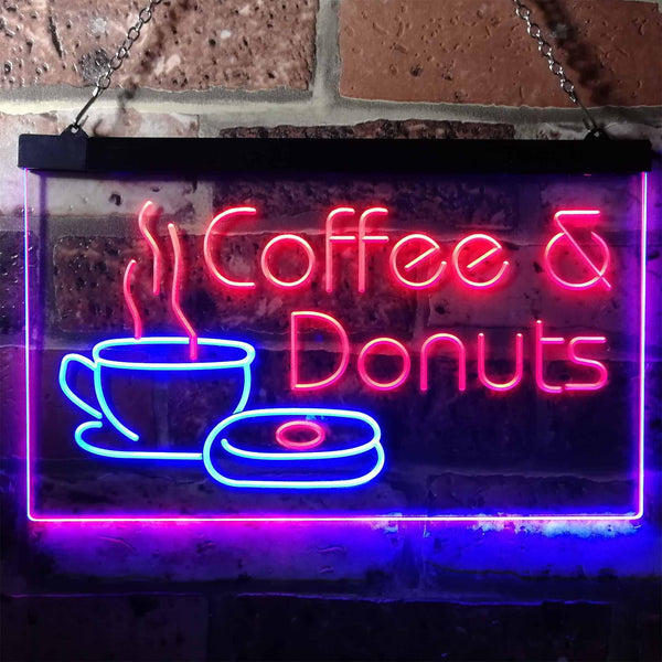 ADVPRO Coffee and Donuts Kitchen Shop Plaque Dual Color LED Neon Sign st6-i0310 - Blue & Red