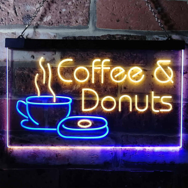 ADVPRO Coffee and Donuts Kitchen Shop Plaque Dual Color LED Neon Sign st6-i0310 - Blue & Yellow