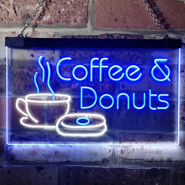ADVPRO Coffee and Donuts Kitchen Shop Plaque Dual Color LED Neon Sign st6-i0310 - White & Blue