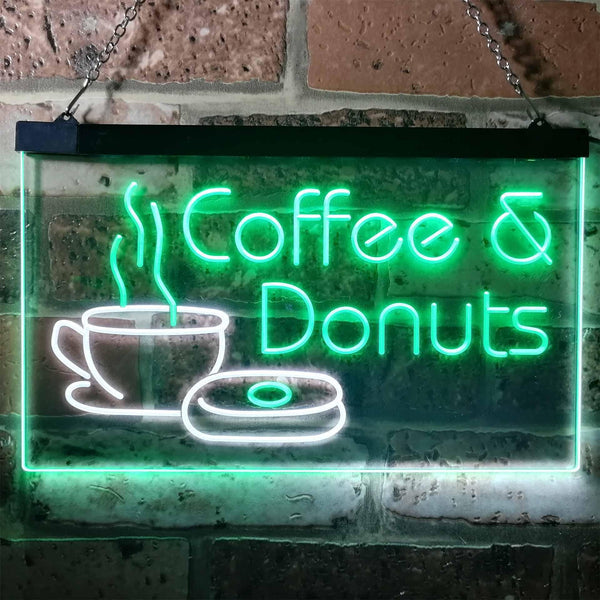 ADVPRO Coffee and Donuts Kitchen Shop Plaque Dual Color LED Neon Sign st6-i0310 - White & Green