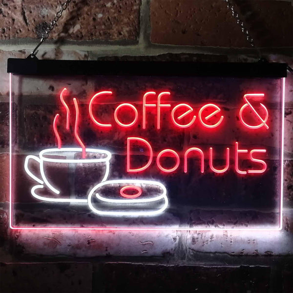 ADVPRO Coffee and Donuts Kitchen Shop Plaque Dual Color LED Neon Sign st6-i0310 - White & Red