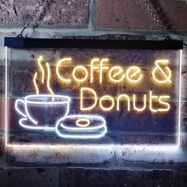 ADVPRO Coffee and Donuts Kitchen Shop Plaque Dual Color LED Neon Sign st6-i0310 - White & Yellow